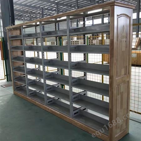 图书馆橡木单双面仿古钢木书架源头工批厂可出投标技术方案