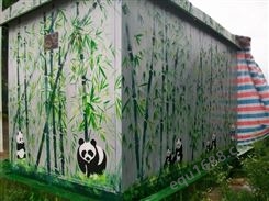  熊猫竹林壁画 传统文化主题  改善村容村貌 大型彩绘