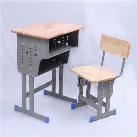 升降式单人课桌椅 木质学校课桌家用写字桌凳套装单人学生课桌椅