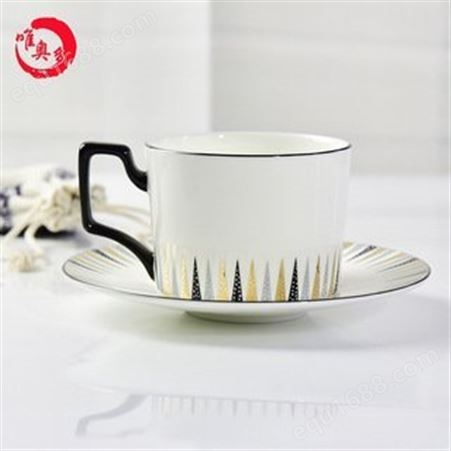 批发欧式简约陶瓷咖啡杯碟 骨瓷杯碟套装 商务礼品可定logo