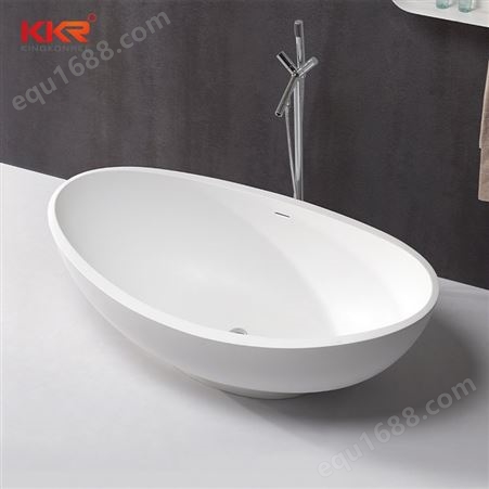 KKR人造石浴缸 元宝状弧形独立一体 哑光质感泡澡浴缸
