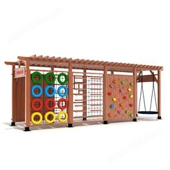 木质廊架  幼儿园木质 长廊 孔娃木质爬网组合