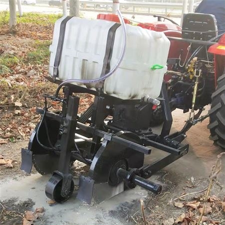 混凝土水泥路面切缝机 大马力双锯片切地机 拖拉机带柴油开槽机