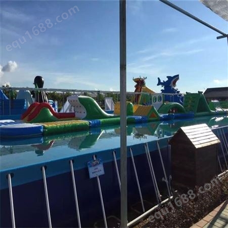 天津华津气模厂家生产销售支架水池定做各种水上游乐玩具充气水池