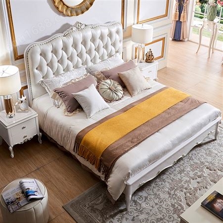 天一美家欧式风格别墅家具卧室大气白色简约1.8米双人婚床