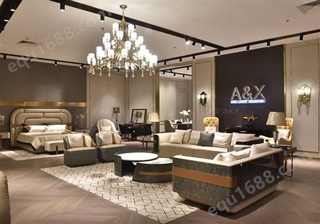 别墅家具A&X品牌全真皮沙发椅意式轻奢天一美家定制