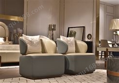 别墅家具A&X品牌全真皮沙发椅意式轻奢天一美家定制