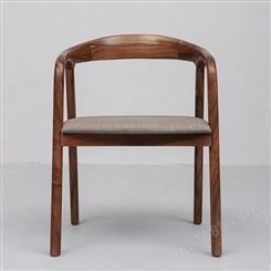 天一美家全实木新中式餐椅家用简约现代设计师款休闲椅