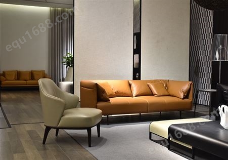 天一美家意式极简真皮沙发椅客厅家用创意设计师休闲单人软包椅子