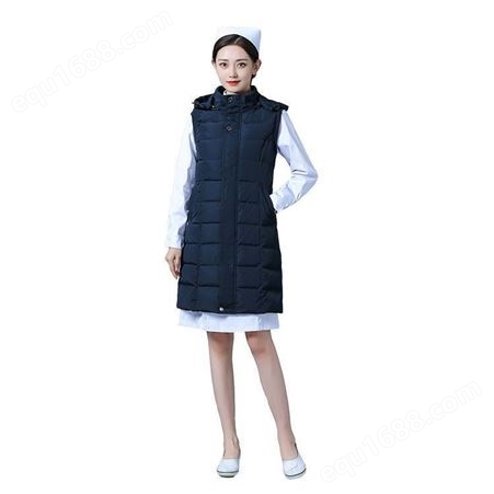 无袖棉衣外套 工作服羽绒服女冬季保暖外套 护士羽绒长款