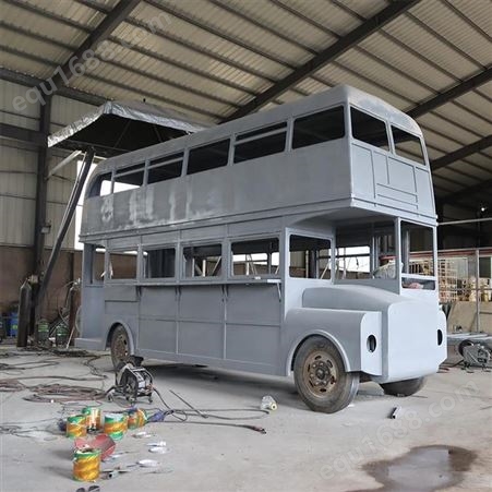 威四方游乐区双层巴士车 大型创意餐车模型 款式多样